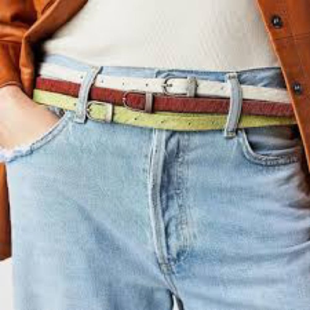 NWOT Free People Concrete Jungle Skinny Belt Green sz S/M